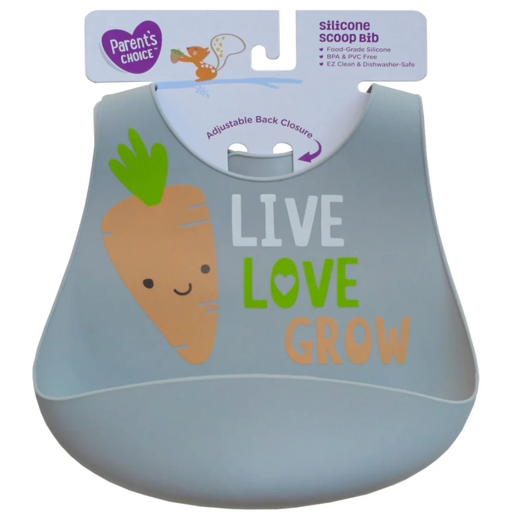 Adjustable silicone scoop bib